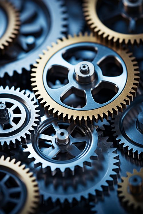 工業(yè)齒輪與導(dǎo)絲輪 機(jī)械攝影中的力量與精密